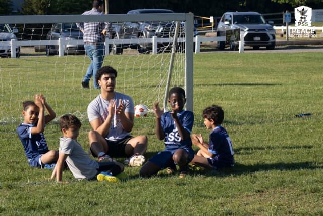 Faith-based devotional at Peace Soccer School