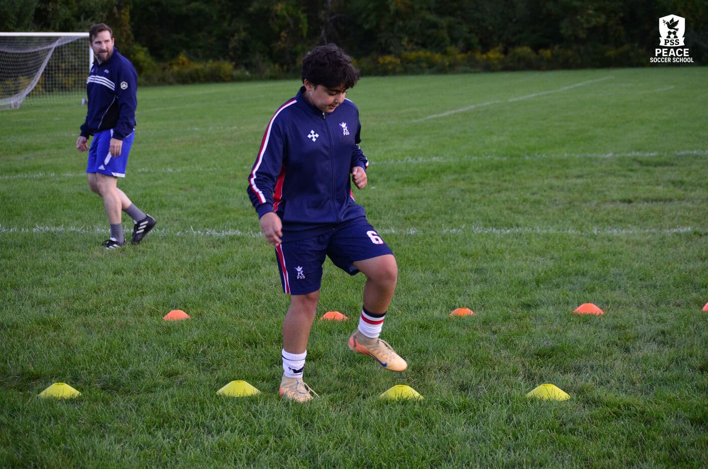 Cone dribbling drill at PSS training